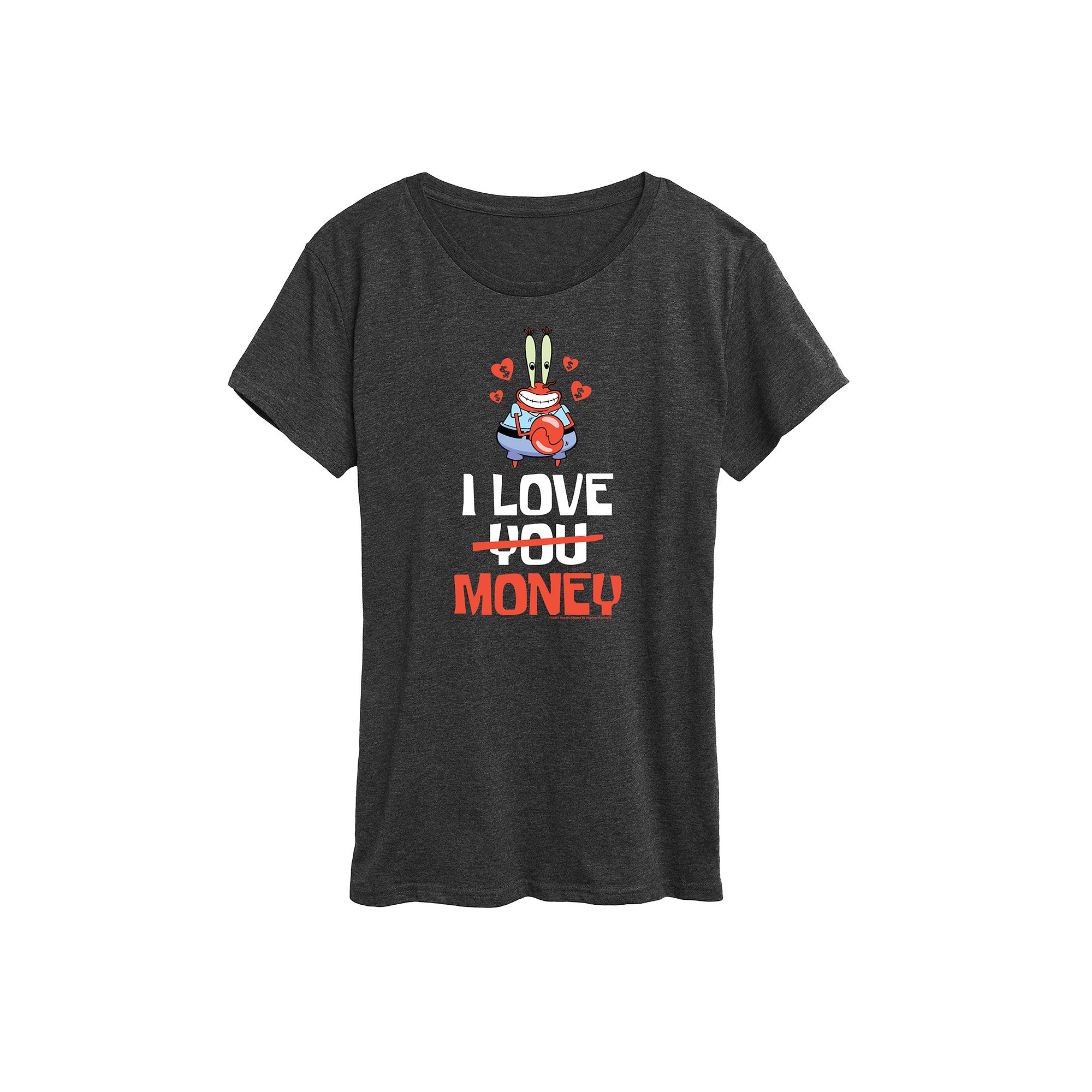 Womens Spongebob Squarepants Mr. Krabs I Love Money Graphic Tee, Size: Sma