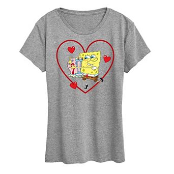 Women's Spongebob Squarepants Spongebob Gary Heart Graphic Tee