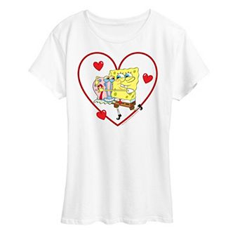 Women's Spongebob Squarepants Spongebob Gary Heart Graphic Tee