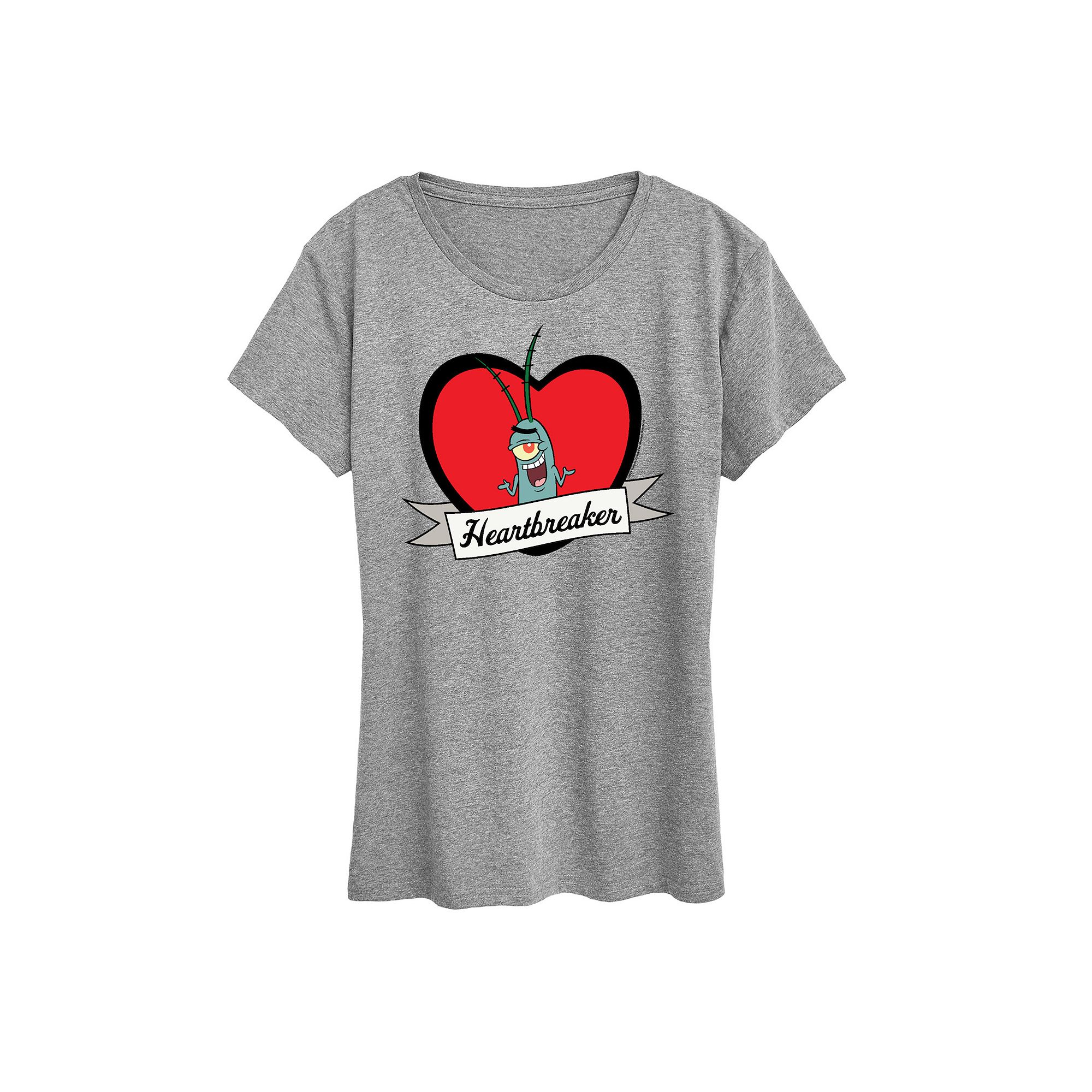 Womens Spongebob Squarepants Plankton Heartbreaker Graphic Tee, Size: Smal
