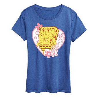Women's Spongebob Squarepants Heart Graphic Tee