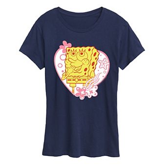 Women's Spongebob Squarepants Heart Graphic Tee