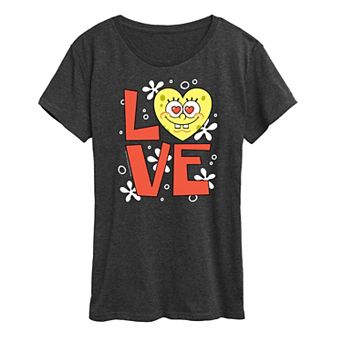 Women's Spongebob Squarepants Love Heart Graphic Tee