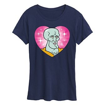 Women's Spongebob Squarepants Handsome Squidward Heart Graphic Tee