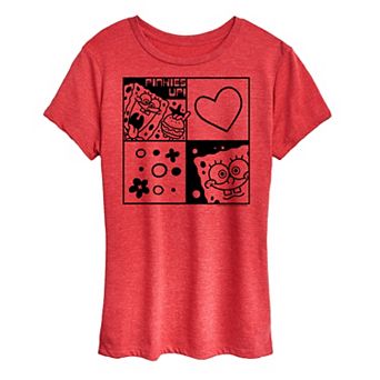 Women's Spongebob Squarepants Character Grid Pattern Graphic Tee