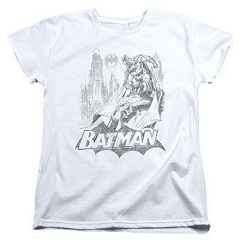Batman Bat Sketch Short Sleeve Womens T-shirt