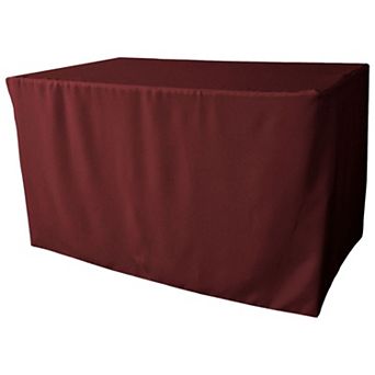 Rectangular Fitted Tablecloth for 4 ft Folding Table, Polyester Poplin Party Buffet Table Cover
