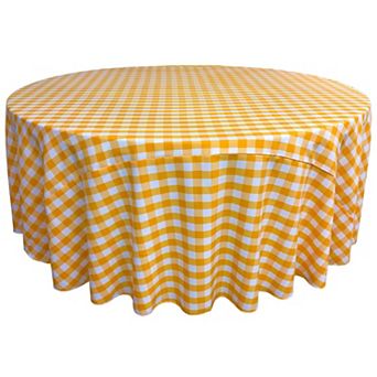 Polyester Gingham Checkered Round Tablecloth 120 Inch for Indoor and Outdoor Use