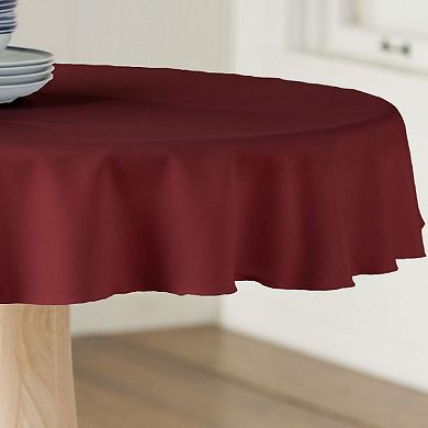 Polyester Poplin Round Tablecloth with Serged Edge for Dining Parties and Events