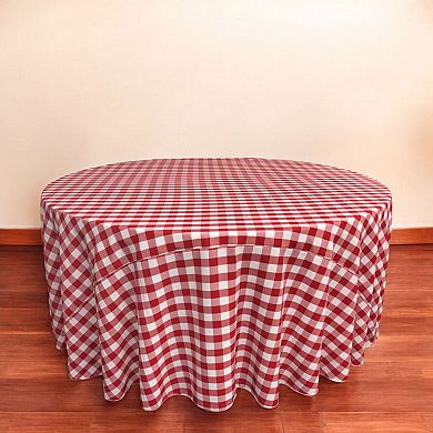 Polyester Gingham Checkered 108-inch Round Tablecloth