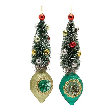 Pine Tree Reflector Drop Ornament (set Of 12)