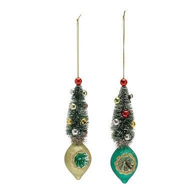 Pine Tree Reflector Drop Ornament (set Of 12)