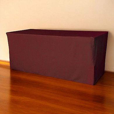 Polyester Poplin Fitted Tablecloth for 8 Foot Folding Table, Rectangular Table Cover for Parties