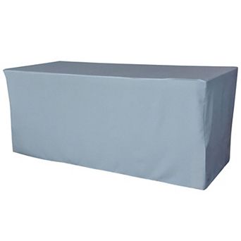 Polyester Poplin Fitted Tablecloth for 8 Foot Folding Table, Rectangular Table Cover for Parties