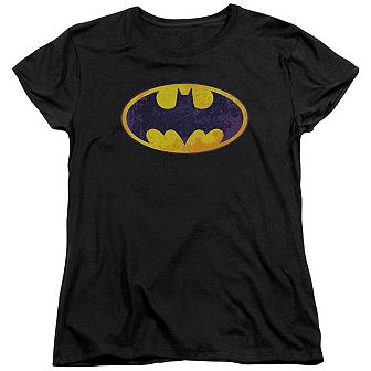 Batman Bm Neon Distress Logo Short Sleeve Womens T-shirt