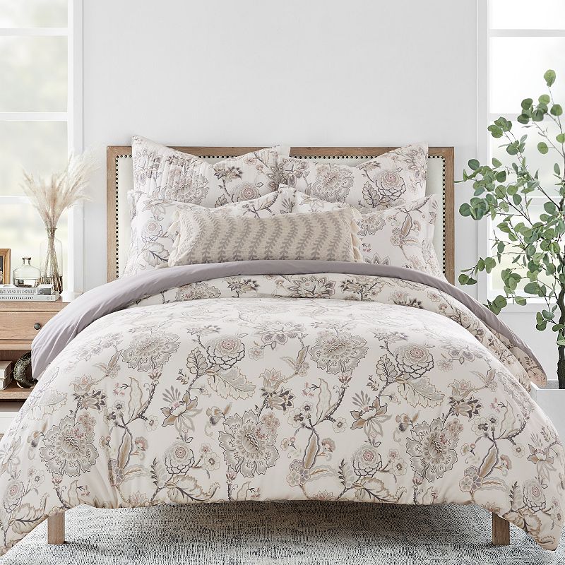 Levtex Home - Ophelia Blush Comforter Set - King Comforter + Two King Pillow Cases - Floral - Taupe Grey Cream Blush - Comforter (106 x 94in.) and Pillow Case (36 x 20in. ) - Rayon