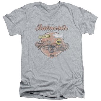 Batman Amazing Batmobile Short Sleeve Adult V Neck T-shirt