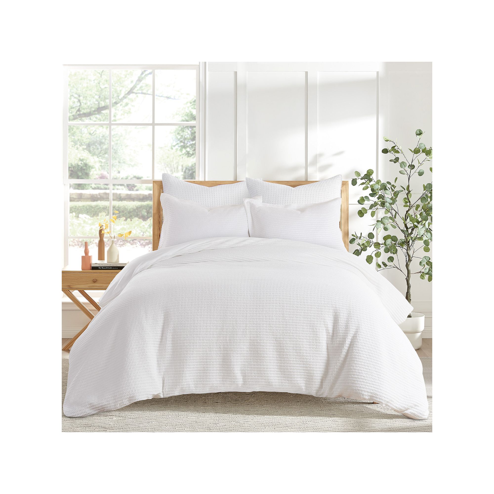 Levtex Home Cloud Waffle Knit Comforter Set or Euro Shams, Bright White