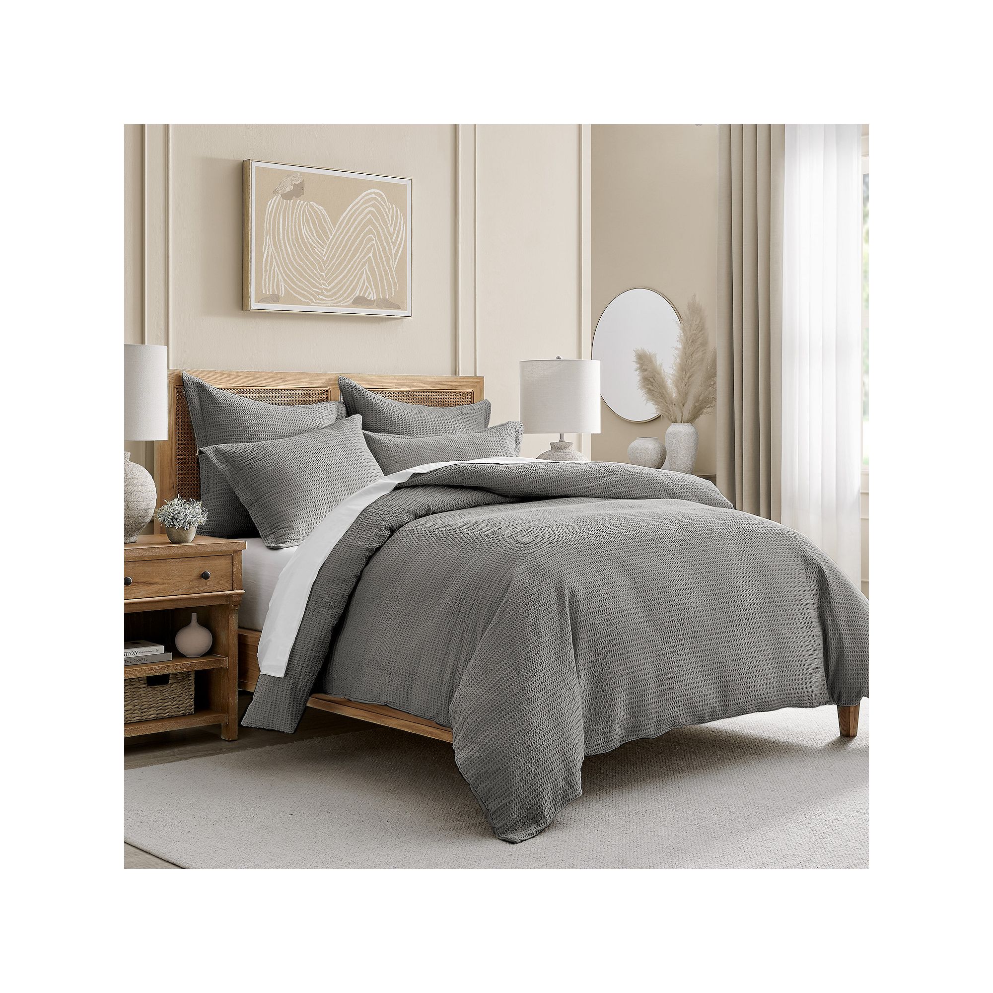 Levtex Home Cloud Waffle Knit Comforter Set or Euro Shams, Gray