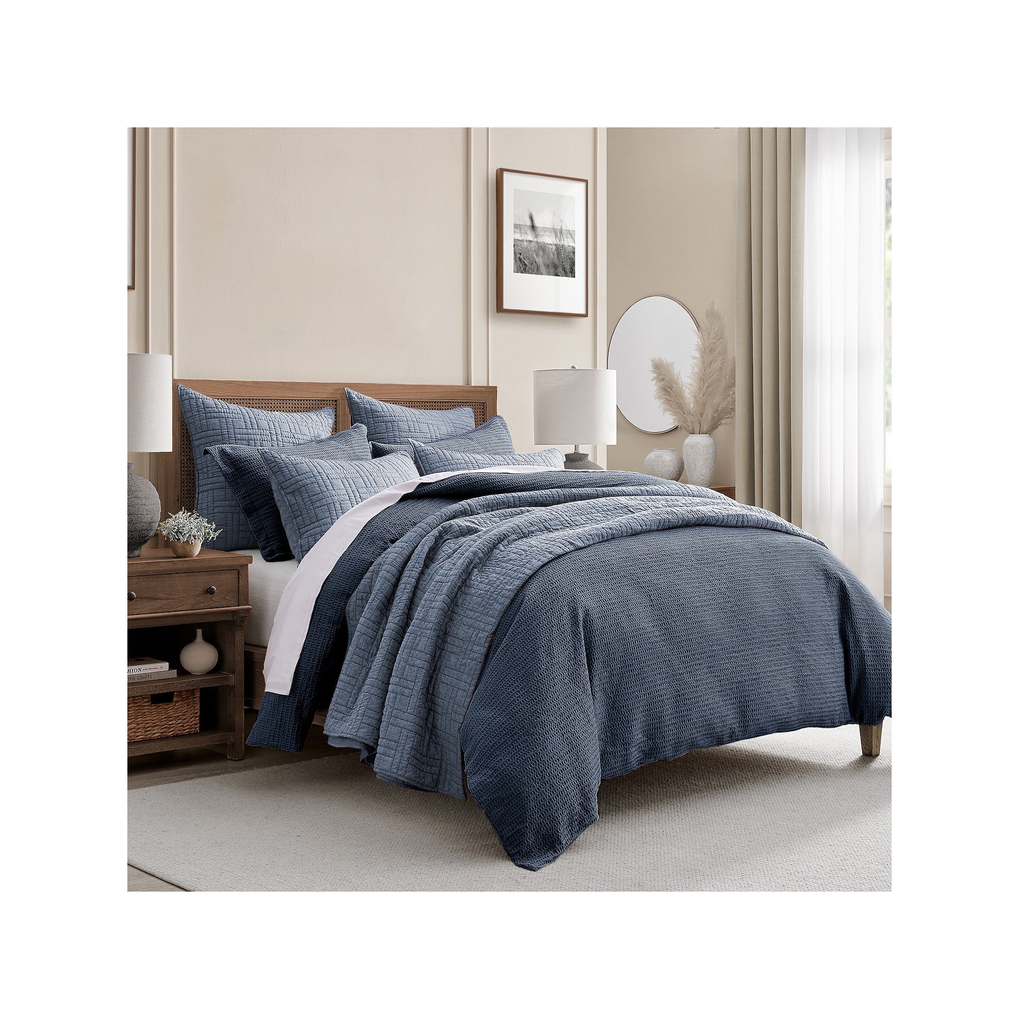 Levtex Home Cloud Waffle Knit Comforter Set or Euro Shams, Blue