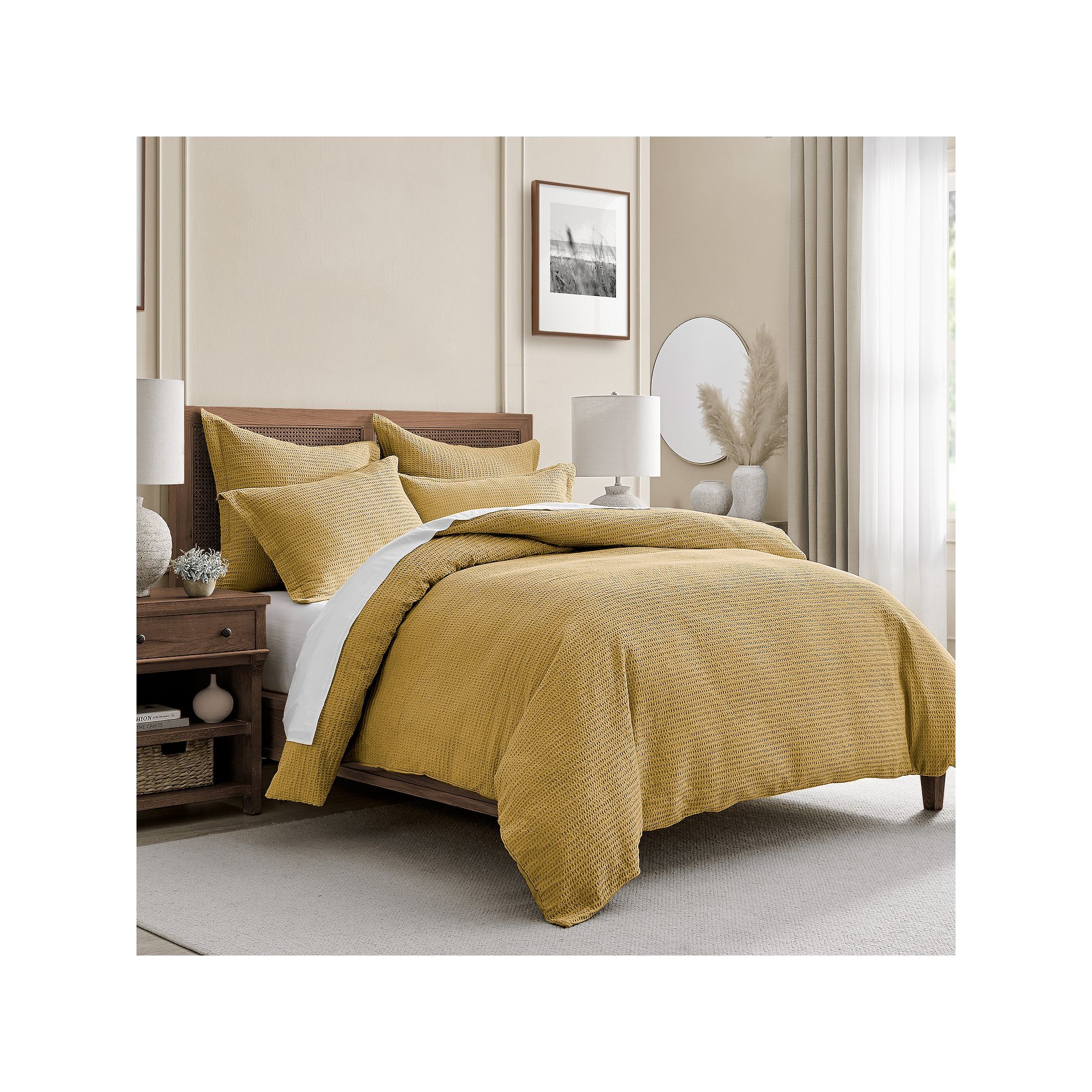 Levtex Home Cloud Waffle Knit Comforter Set or Euro Shams, Yellow