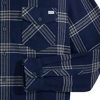 Men's Hurley Hooded Button Down Flannel