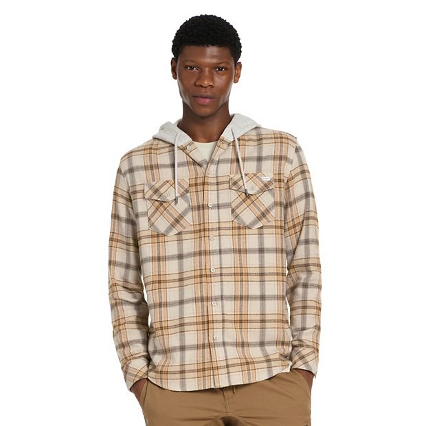 今 話題 の 人気 商品 Men's Flannel Down Button Hooded Hurley トップス