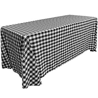 Extra Long Banquet Tablecloth Gingham Check Polyester Table Cover for Buffet Wedding Event