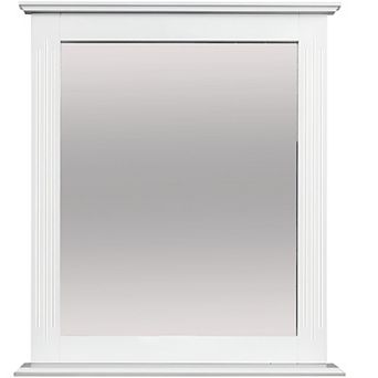 White Rectangle Bedroom Bathroom Vanity Wall Mirror With Bottom Shelf