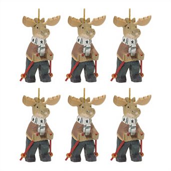 Moose On Skis Ornament (set Of 6)