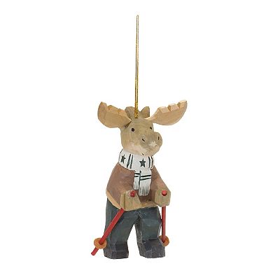 Moose On Skis Ornament (set Of 6)