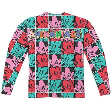 Animaniacs Squares Long Sleeve Adult Poly Crew T-shirt