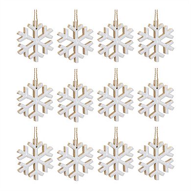 Wood Snowflake Christmas Ornament (set Of 12)