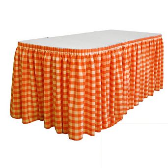Polyester Gingham Checkered Table Skirt 21-foot By 29-inch Long With 15 L-clips