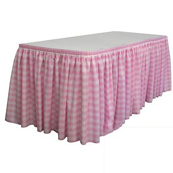 Polyester Gingham Checkered Table Skirt 21-foot By 29-inch Long With 15 L-clips