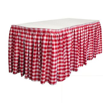 Polyester Gingham Checkered Table Skirt 21-foot By 29-inch Long With 15 L-clips