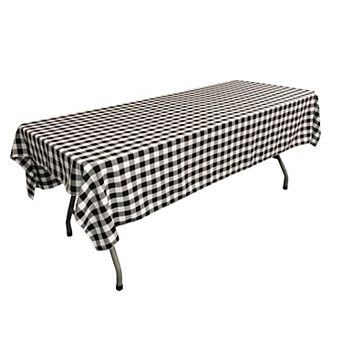 Extra Long Rectangular Tablecloth Gingham Check Polyester Table Cover for Buffet Party