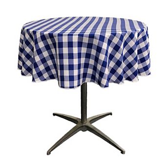 Round Gingham Check Tablecloth Reversible Polyester Table Cover for Dining Table