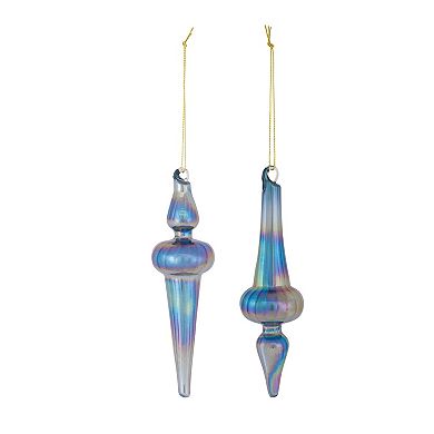 Irredescent Glass Finial Drop Ornament (set Of 12)