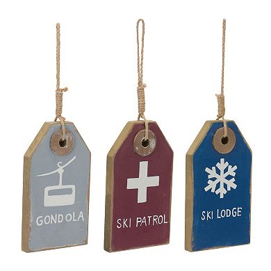 Wood Ski Tag Ornament (set Of 12)