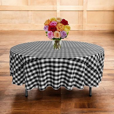Polyester Gingham Checkered 72-inch Round Tablecloth
