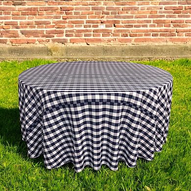 Polyester Gingham Checkered 132-inch Round Tablecloth