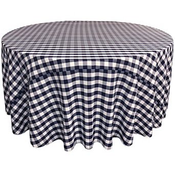 Round Gingham Tablecloth Checkered Polyester Reversible Table Cover for Large Dining Table