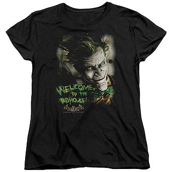 Batman Arkham Asylum Welcome To The Madhouse Short Sleeve Womens T-shirt