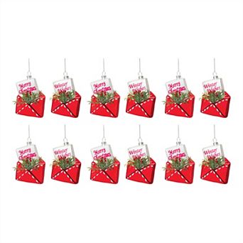 Glittered Glass Santa Letter Ornament (Set Of 12)