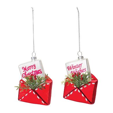 Glittered Glass Santa Letter Ornament (Set Of 12)