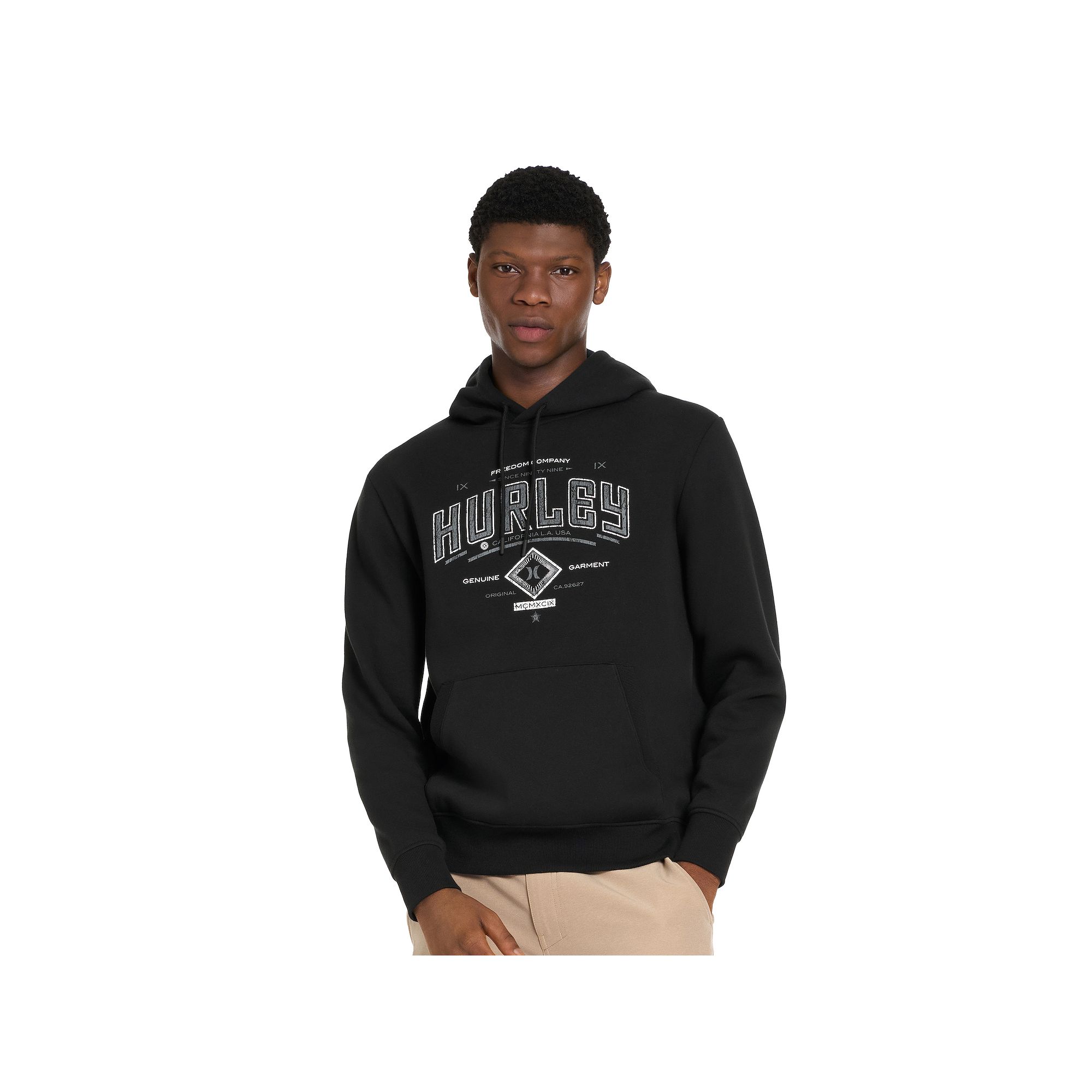 Mens Hurley Graphic Hooded Sweatshirt, Size: Large, Black