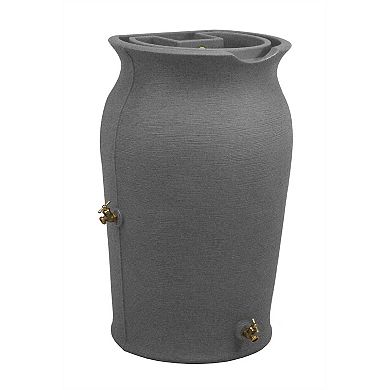 Outdoor Rain Barrel 50 Gallon with Planter Top for Garden Watering, 38 inches H, Dark Grey