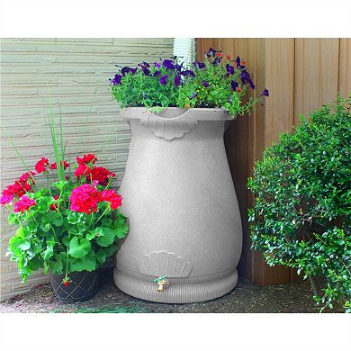 65-gallon Plastic Urn Rain Barrel With Planter Top