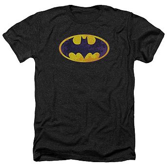 Batman Bm Neon Distress Logo Adult Heather T-shirt